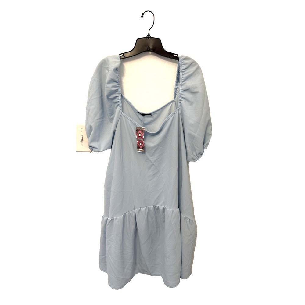 Boohoo Babydoll Dress Womens Puff Sleeve Ruffle Hem Cottagecore Coquette NWT 2XL